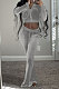 Gray Wholesale New Korea Velvet Long Sleeve Zipper Front Coat Flare Pants Casual Sets FH171-5