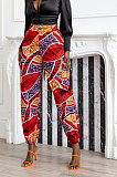 Colorful Modest Print With Pocket Zipper Casual Ankle Banded Pants BS1286-3
