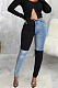 Black Personality Spliced Elasticty High Waist Jean Pants SMR2595