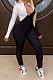 White Modest Color Matching Long Sleeve Stand Neck Zipper Bodycon Jumpsuits HY5241-3