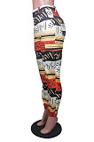 Colorful Modest Print With Pocket Zipper Casual Ankle Banded Pants BS1286-3