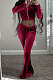 Wine Red Wholesale New Korea Velvet Long Sleeve Zipper Front Coat Flare Pants Casual Sets FH171-6
