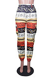 Colorful Modest Print With Pocket Zipper Casual Ankle Banded Pants BS1286-3