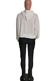 White Trendy Women Casual Pure Color Fleece Long Pants Two-Pieces HM5423