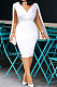 White Women Sexy Solid Color Nail Bead V Collar Cloak Mini Dress GL6507-1