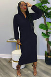 Yellow Women Solid Color Casual Long Hollow Out Long Sleeve Long Dress FFE172-1