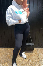 White Trendy Women Casual Pure Color Fleece Long Pants Two-Pieces HM5423