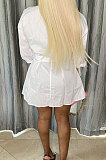 Red Simple Autumn Long Sleeve Lapel Neck Single-Breasted With Beltband Shirt Dress BS1285-2