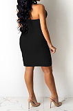 White Wholesal New Halter Neck Strapless Backless Bandage High Waist Solid Color Hip Dress YSH96239 -1