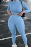 Pink Wholesale Modest Long Sleeve O Neck Crop Top Skiny Pants Sport Sets SX1738131-4