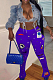 Blue Modest Digital Print Hollow Out  Ruffle Elasticband Flare Pants SZS8043-5