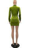 Black Autumn New Long Sleeve Single-Breasted Ruffle Slim Fitting Shirt Dress KSN88010-1