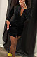 Black Autumn New Long Sleeve Single-Breasted Ruffle Slim Fitting Shirt Dress KSN88010-1