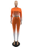 Black Wholesale Gradient Long Sleeve Loose Hoodie Skiny Pants Sport Sets KSN88011-1