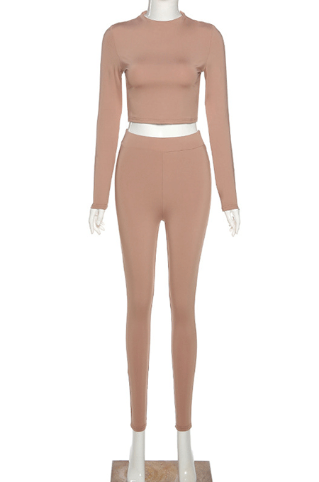 Drak Blue Wholesale Modest Long Sleeve O Neck Crop Top Skiny Pants Sport Sets SX1738131-13
