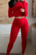 Red Wholesale Modest Long Sleeve O Neck Crop Top Skiny Pants Sport Sets SX1738131-8