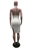 Light Green Wholesal New Halter Neck Strapless Backless Bandage High Waist Solid Color Hip Dress YSH96239-2