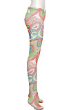 Orange Mesh Print See-Through Tight Regular Leggings SX00342-1