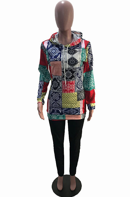 Colorful Print Autumn Winter Long Sleeve Hoodie Jumper Sweat Pants Two-Piece YSH86265 