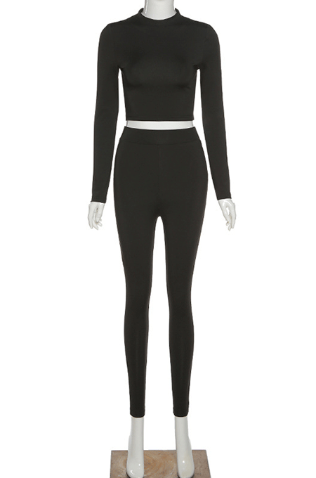 Purple Wholesale Modest Long Sleeve O Neck Crop Top Skiny Pants Sport Sets SX1738131-3