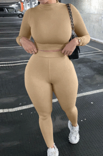 Apricot Wholesale Modest Long Sleeve O Neck Crop Top Skiny Pants Sport Sets SX1738131-7