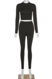Light Gray Wholesale Modest Long Sleeve O Neck Crop Top Skiny Pants Sport Sets SX1738131-5