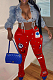 Red Modest Digital Print Hollow Out  Ruffle Elasticband Flare Pants SZS8043-2