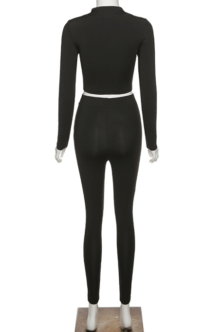 Pink Wholesale Modest Long Sleeve O Neck Crop Top Skiny Pants Sport Sets SX1738131-4