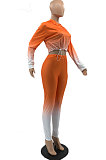 Black Wholesale Gradient Long Sleeve Loose Hoodie Skiny Pants Sport Sets KSN88011-1