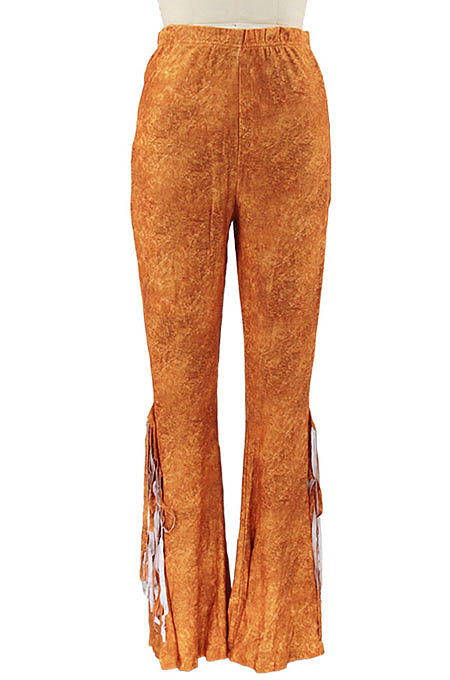Blue Euramerican Bodycon Tassel Casual Long Pants High Waist Tiny Flared Pants KZ2132-1