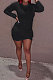 Black Euramerican Women Bodycon Individuality Split Solid Color Mini Dress LD81020-1