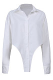 Black Women New Pure Color Bodycon Irregular Long Sleeve Loose Cardigan Turn-Down Collar Single-Breasted Shirts FLY21205-2