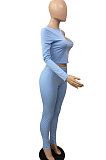 Orange Wholesale Autumn Single Sleeve Top Pencil Pants Two-Piece YSH86262-3