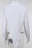 Orange Women New Pure Color Bodycon Irregular Long Sleeve Loose Cardigan Turn-Down Collar Single-Breasted Shirts FLY21205-4