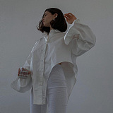 Orange Women New Pure Color Bodycon Irregular Long Sleeve Loose Cardigan Turn-Down Collar Single-Breasted Shirts FLY21205-4
