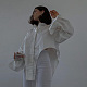 White Women New Pure Color Bodycon Irregular Long Sleeve Loose Cardigan Turn-Down Collar Single-Breasted Shirts FLY21205-1