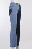 Light Blue Contrast Color Palm Tight High Waist Spliced Sexy Jeans Pants FLY21444-2