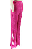 Brown Euramerican Bodycon Tassel Casual Long Pants High Waist Tiny Flared Pants KZ2132-4