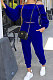 Blue Women Lantern sleeve Pure Color Bodycon Fashion A Word Shoulder Elastic Force Pants Sets MR2117-4