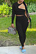 Black Wholesale Autumn Single Sleeve Top Pencil Pants Two-Piece YSH86262-2
