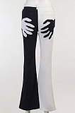 Light Blue Contrast Color Palm Tight High Waist Spliced Sexy Jeans Pants FLY21444-2