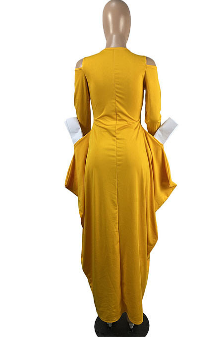 Red New Autumn Long Sleeve Off Shoulder Zip Front Loose Lantern Dress ZQ8121-2