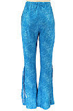 Rose Red Euramerican Bodycon Tassel Casual Long Pants High Waist Tiny Flared Pants KZ2132-3