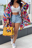 Multicolor Euramerican Women Printing Lantern sleeve Long Sleeve Mantle Jacket LD81022