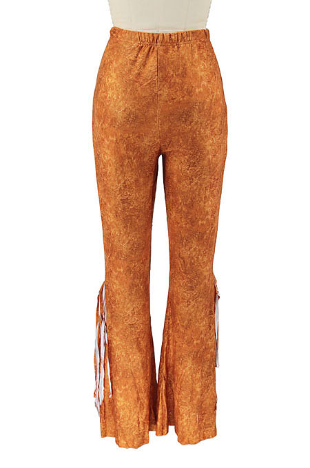 Brown Euramerican Bodycon Tassel Casual Long Pants High Waist Tiny Flared Pants KZ2132-4