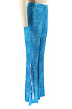 Brown Euramerican Bodycon Tassel Casual Long Pants High Waist Tiny Flared Pants KZ2132-4
