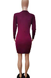 Blue Euramerican Women Bodycon Individuality Split Solid Color Mini Dress LD81020-2