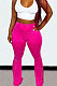 Rose Red Euramerican Bodycon Tassel Casual Long Pants High Waist Tiny Flared Pants KZ2132-3