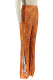 Black Euramerican Bodycon Tassel Casual Long Pants High Waist Tiny Flared Pants KZ2132-2