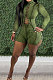 Green Autumn Winter Euramerican Women Bandage Lacing Hollow Out Long Sleeve Romper Shorts LD81027-1